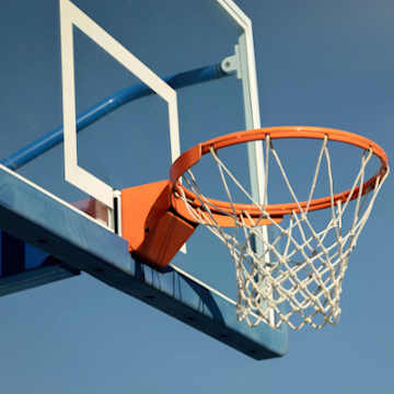 An outdoor basketball hoop